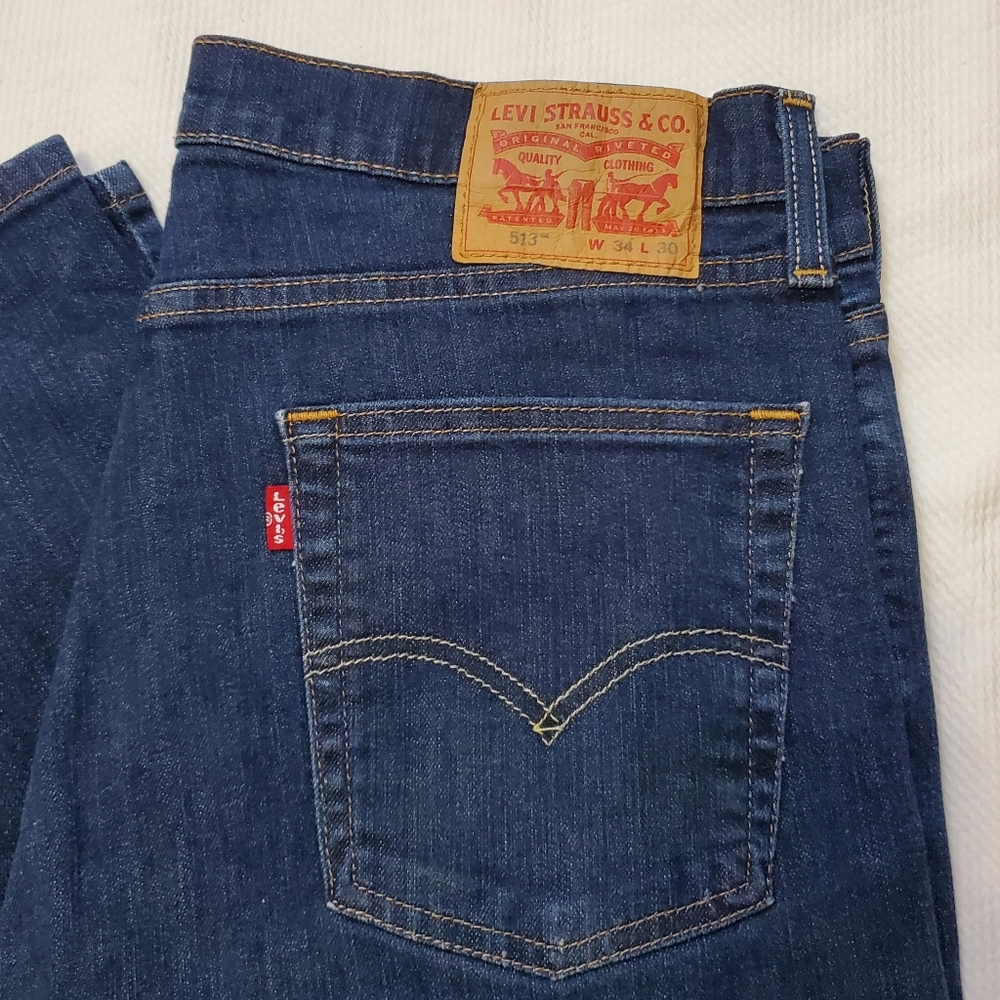 Levi's 513 Slim Straight Jeans Mens 34 Waist - Picture 6 of 8